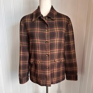 Vintage 90s/y2k Twee Brown Plaid Blazer Jacket XS